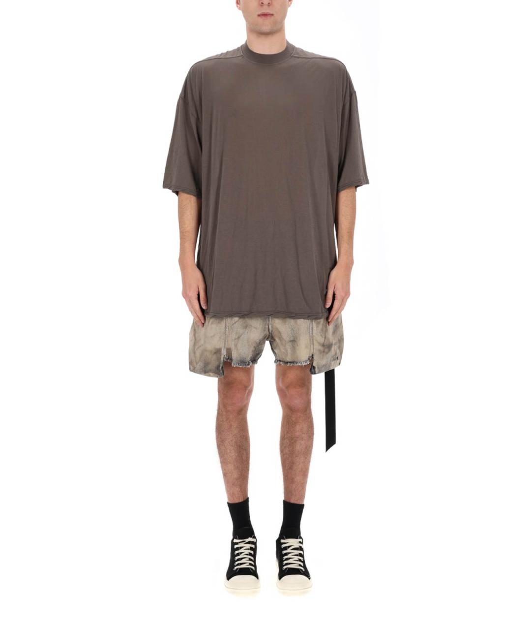 RICK OWENS Коричневая хлопковая футболка, фото 4