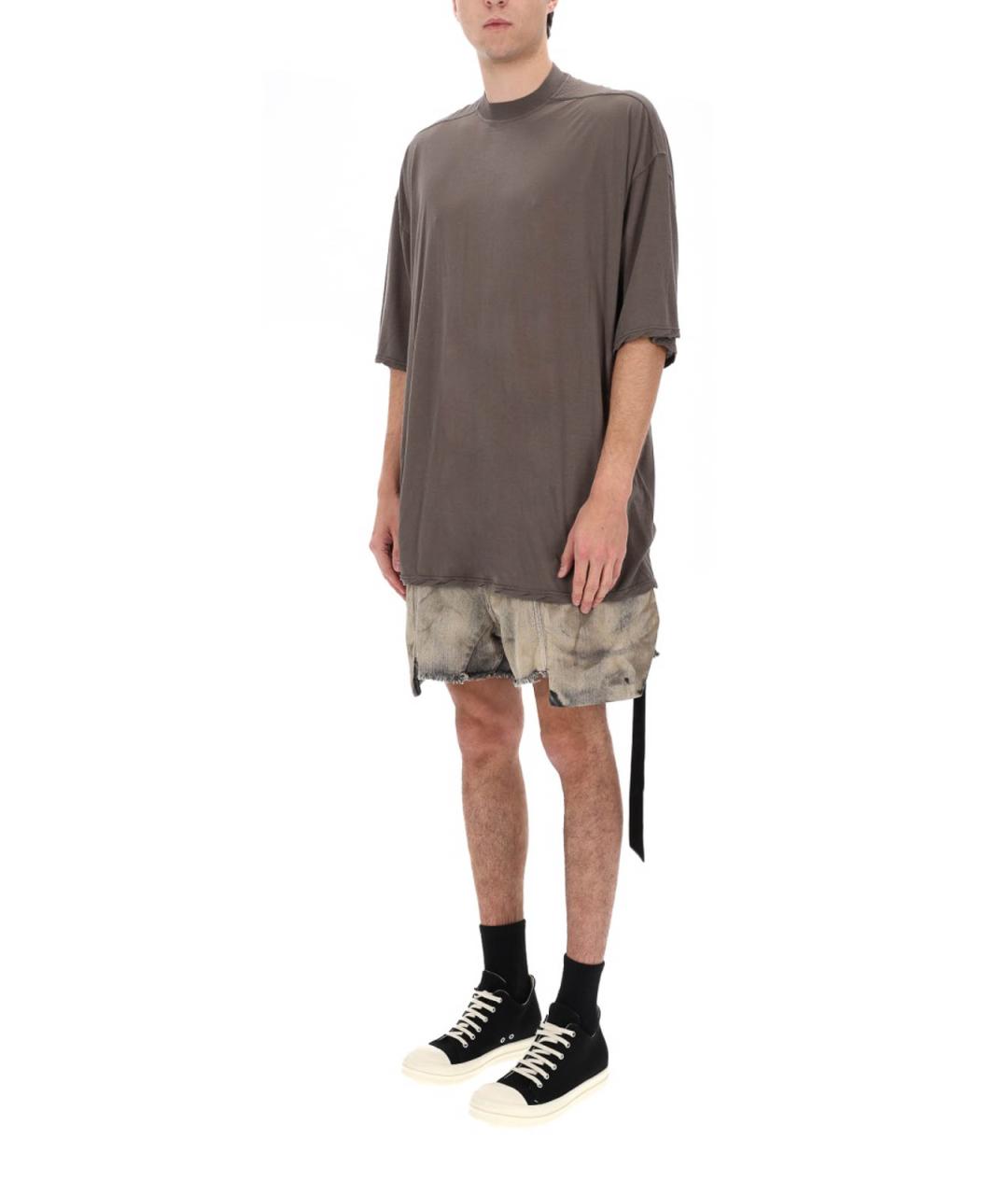 RICK OWENS Коричневая хлопковая футболка, фото 2
