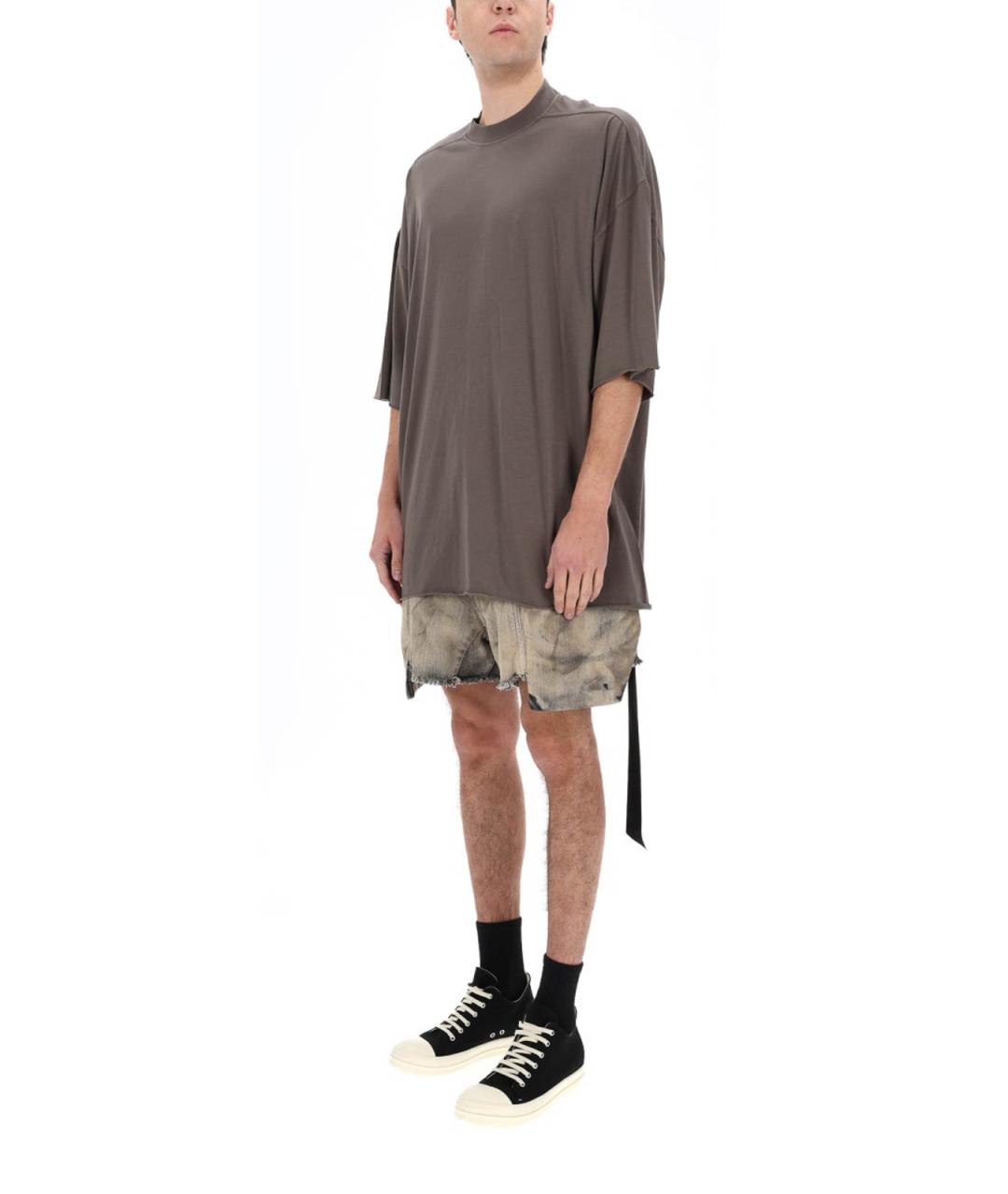 RICK OWENS Серая хлопковая футболка, фото 2