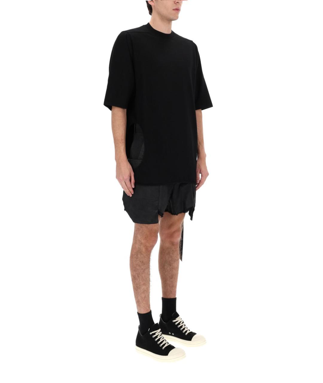 RICK OWENS Черная хлопковая футболка, фото 2