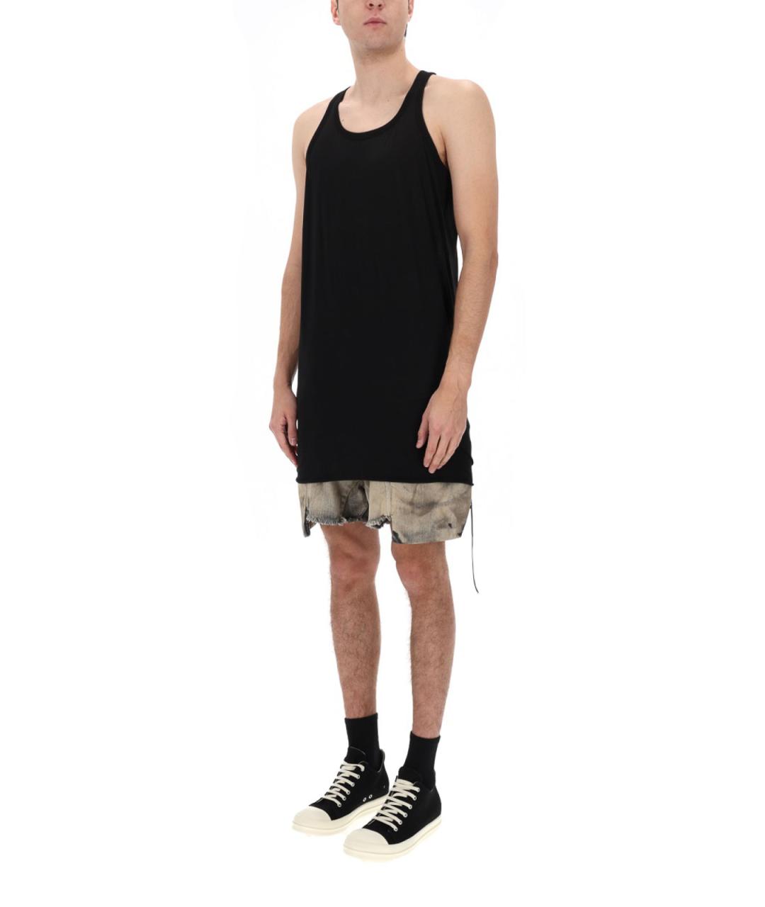 RICK OWENS Черная хлопковая майка, фото 2