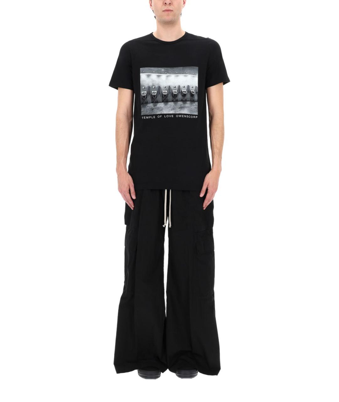 RICK OWENS Черная хлопковая футболка, фото 4
