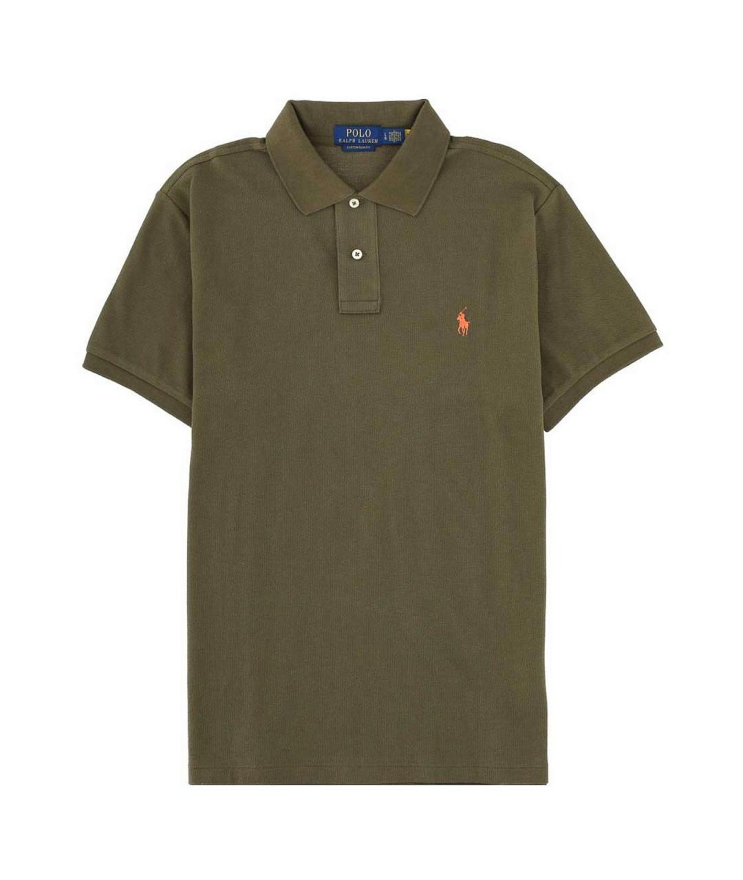 POLO RALPH LAUREN Хаки хлопковое поло с коротким рукавом, фото 1