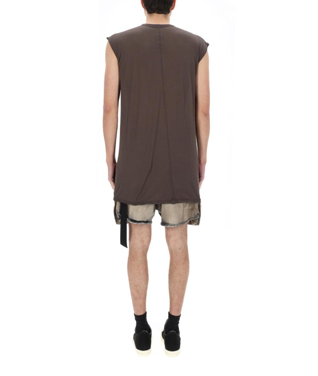 RICK OWENS Коричневая хлопковая футболка, фото 5