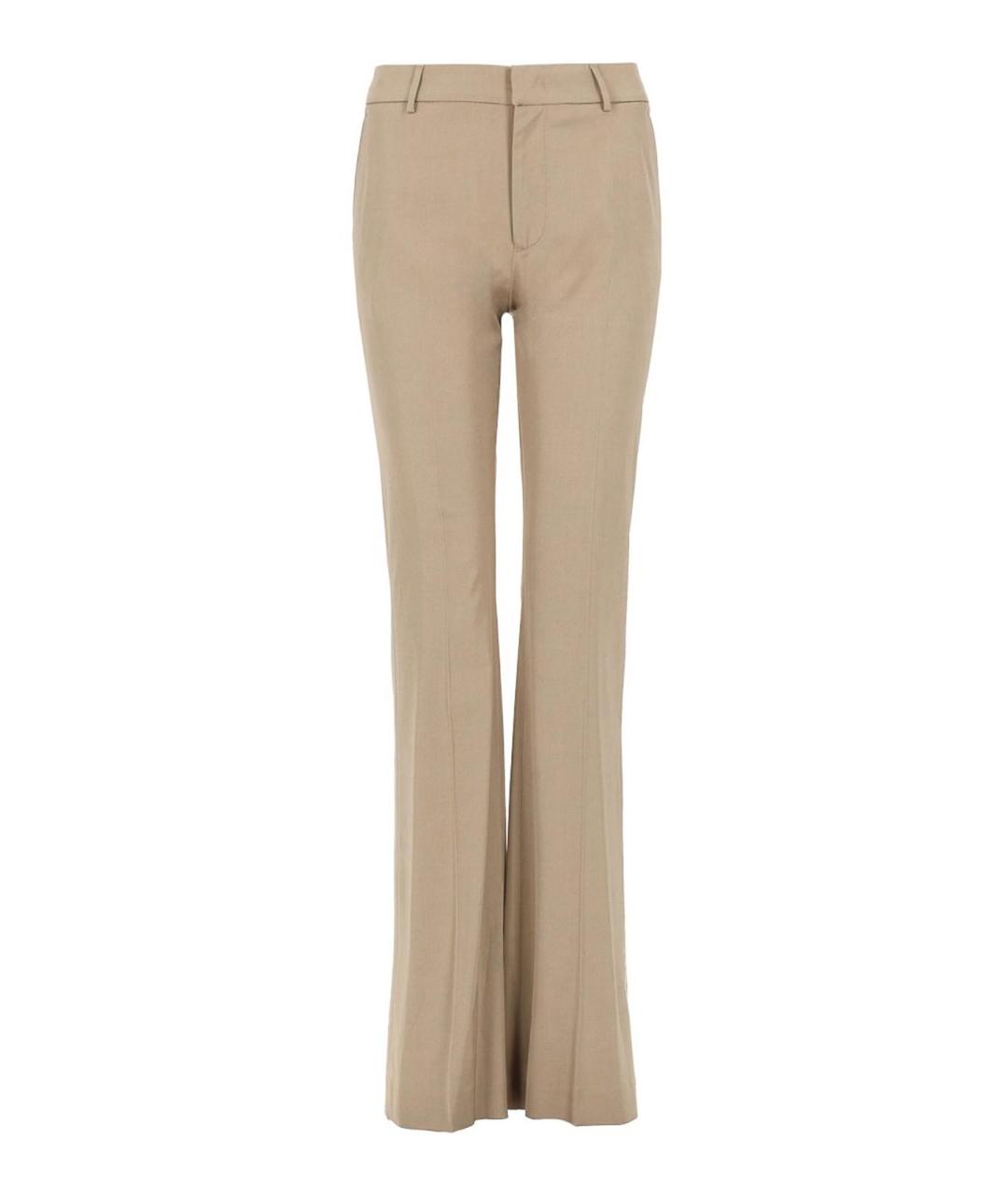 PT TORINO Бежевые вискозные прямые брюки, фото 1