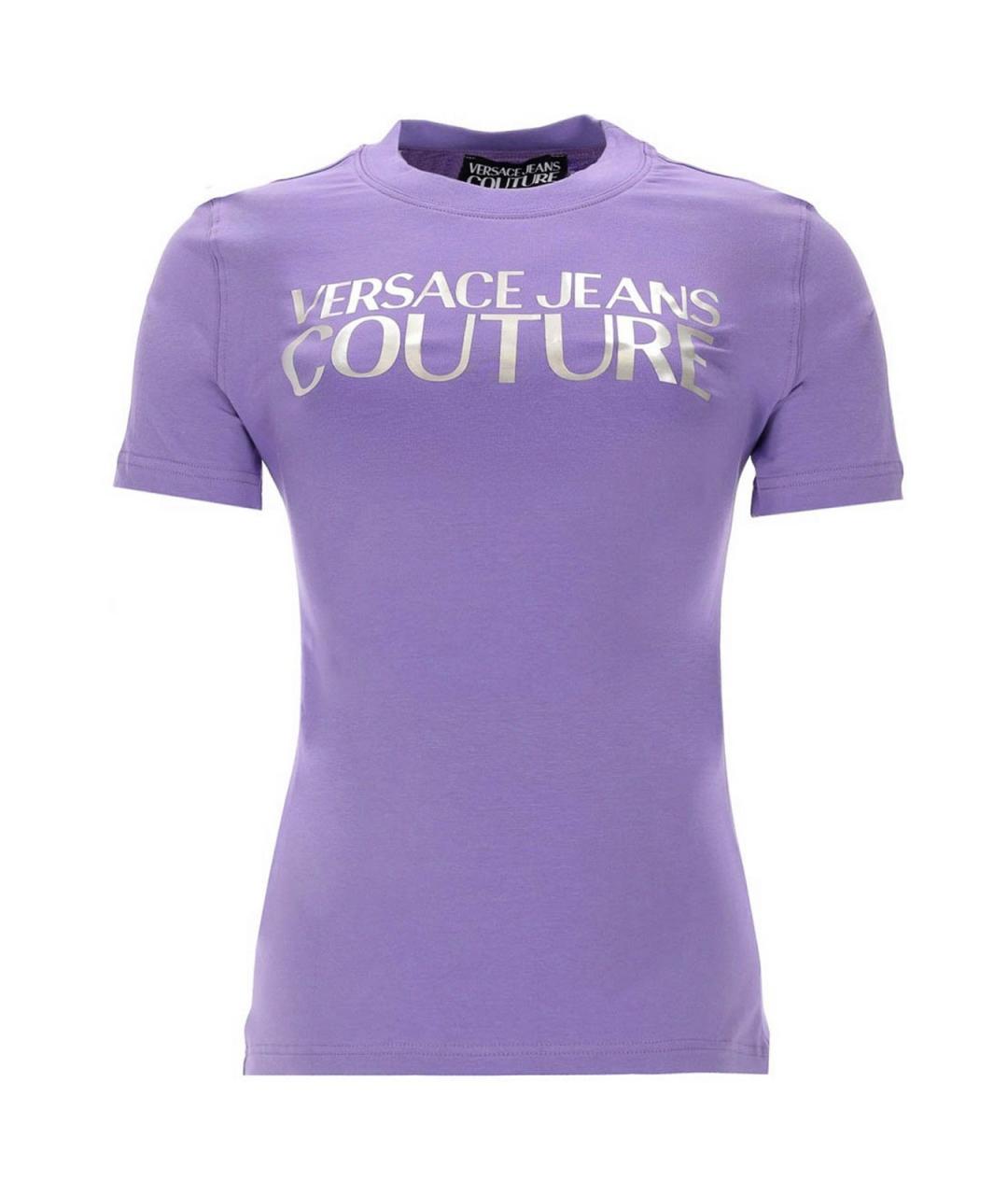 VERSACE JEANS COUTURE Фиолетовая хлопковая футболка, фото 1