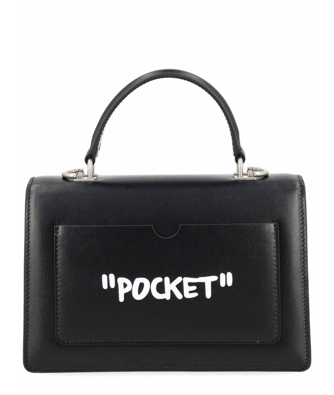 OFF-WHITE Черная кожаная сумка с короткими ручками, фото 3
