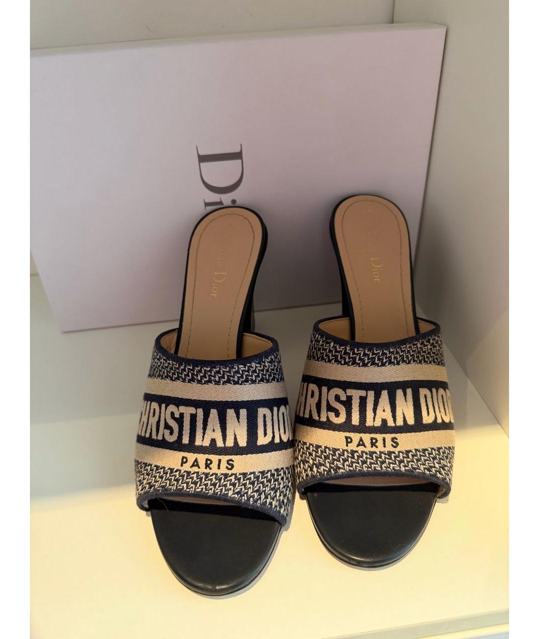 CHRISTIAN DIOR Темно-синие кожаные босоножки, фото 2