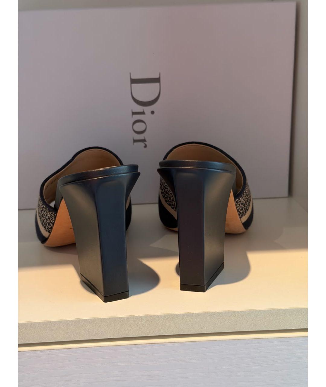 CHRISTIAN DIOR Темно-синие кожаные босоножки, фото 4