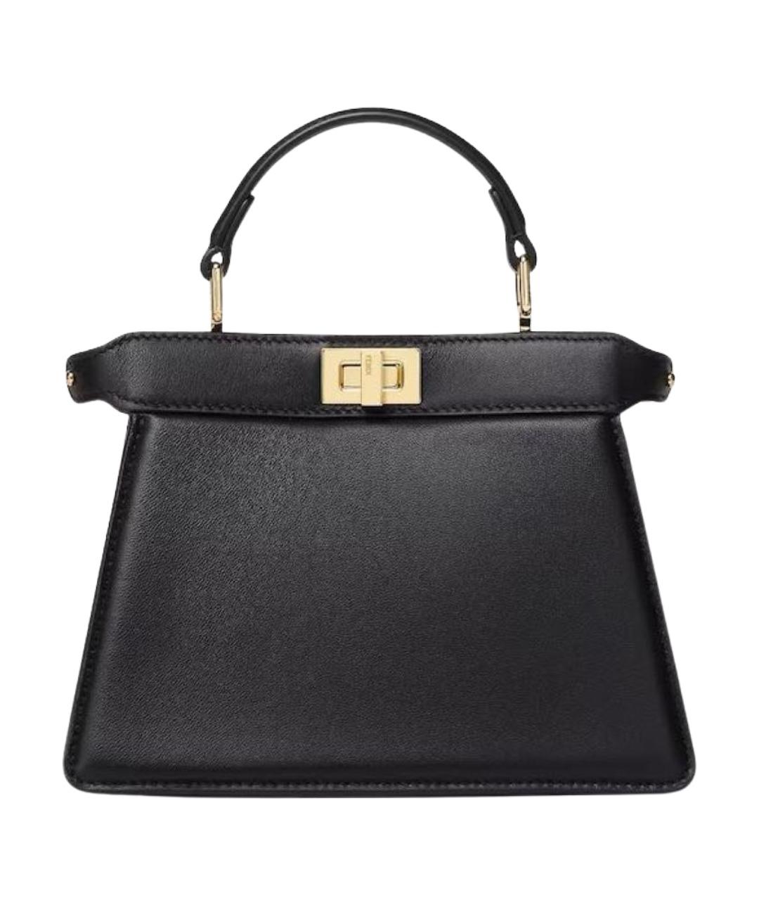 FENDI Черная кожаная сумка с короткими ручками, фото 1