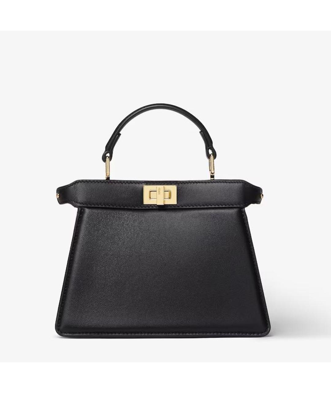 FENDI Черная кожаная сумка с короткими ручками, фото 5
