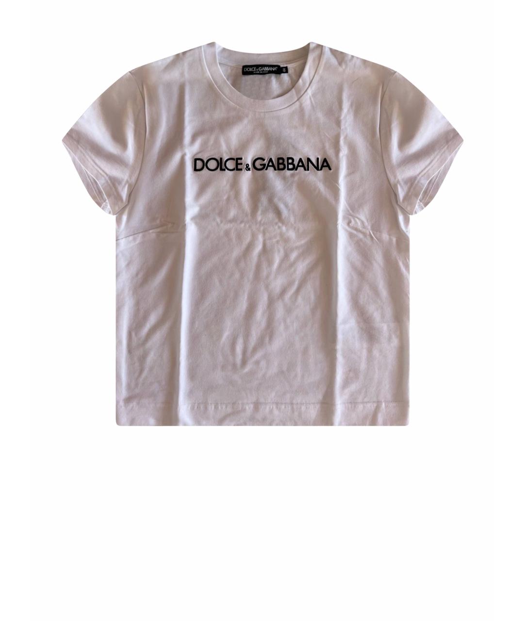 DOLCE&GABBANA Белая хлопко-эластановая футболка, фото 1