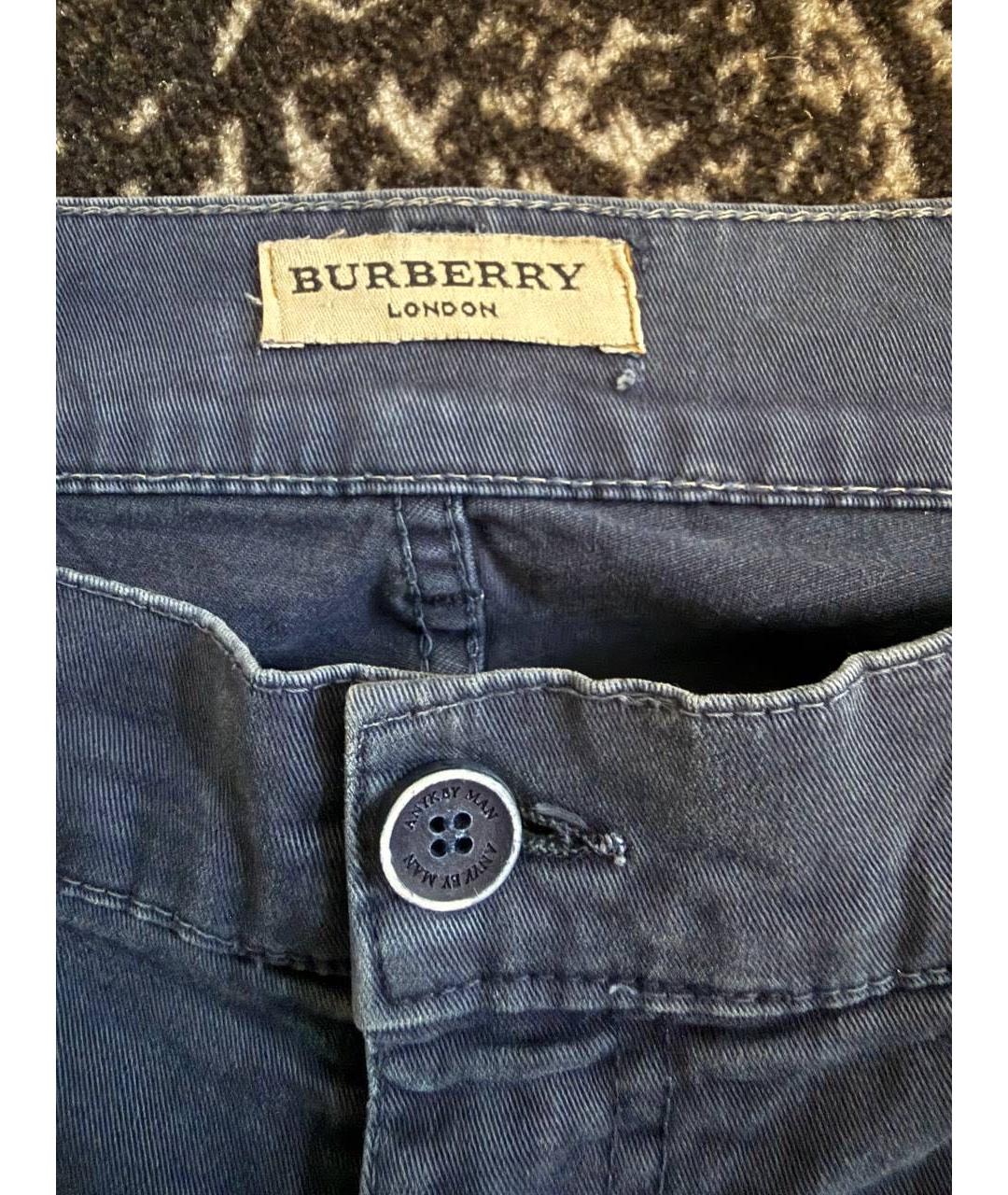 BURBERRY Темно-синие хлопковые прямые джинсы, фото 3