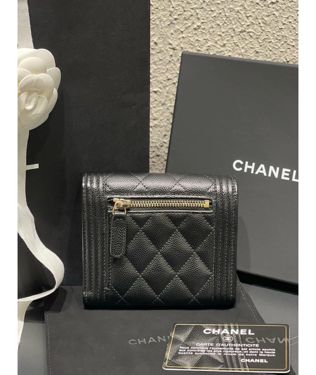 CHANEL Черный кожаный кошелек, фото 4