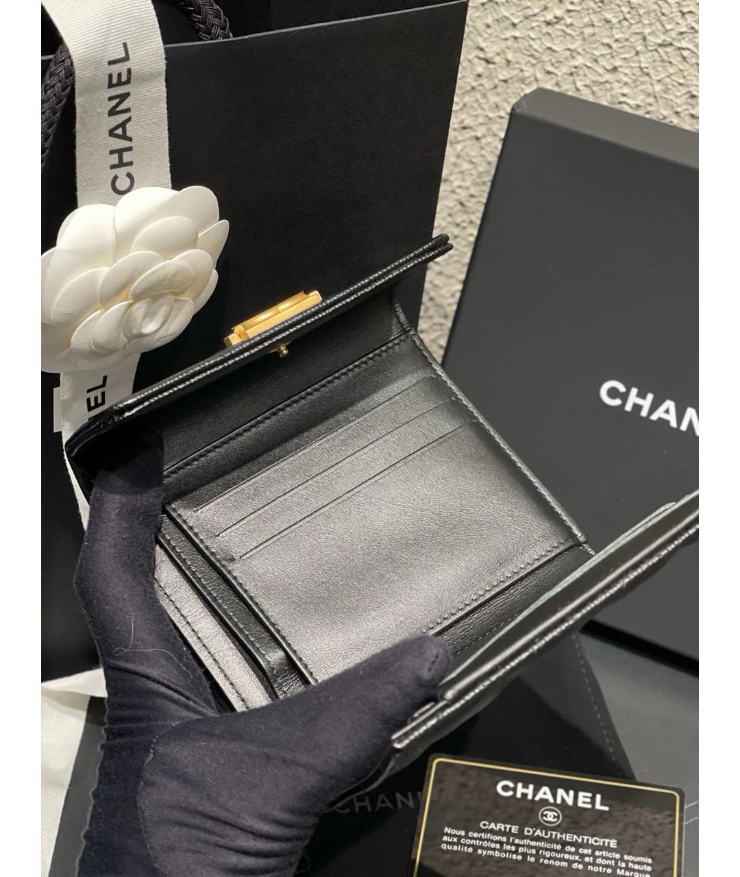 CHANEL Черный кожаный кошелек, фото 7