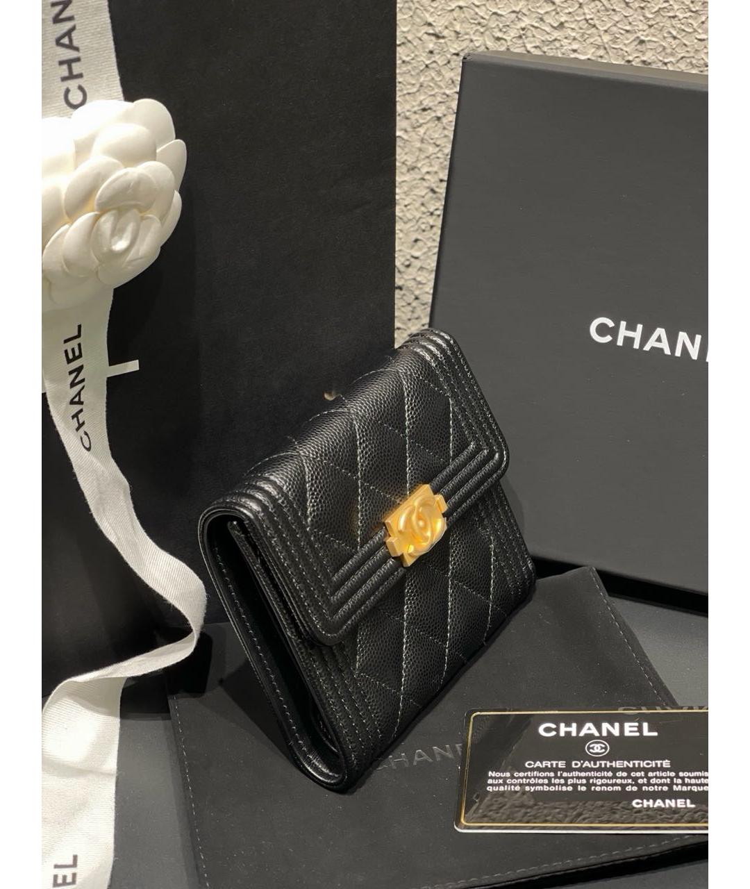 CHANEL Черный кожаный кошелек, фото 3