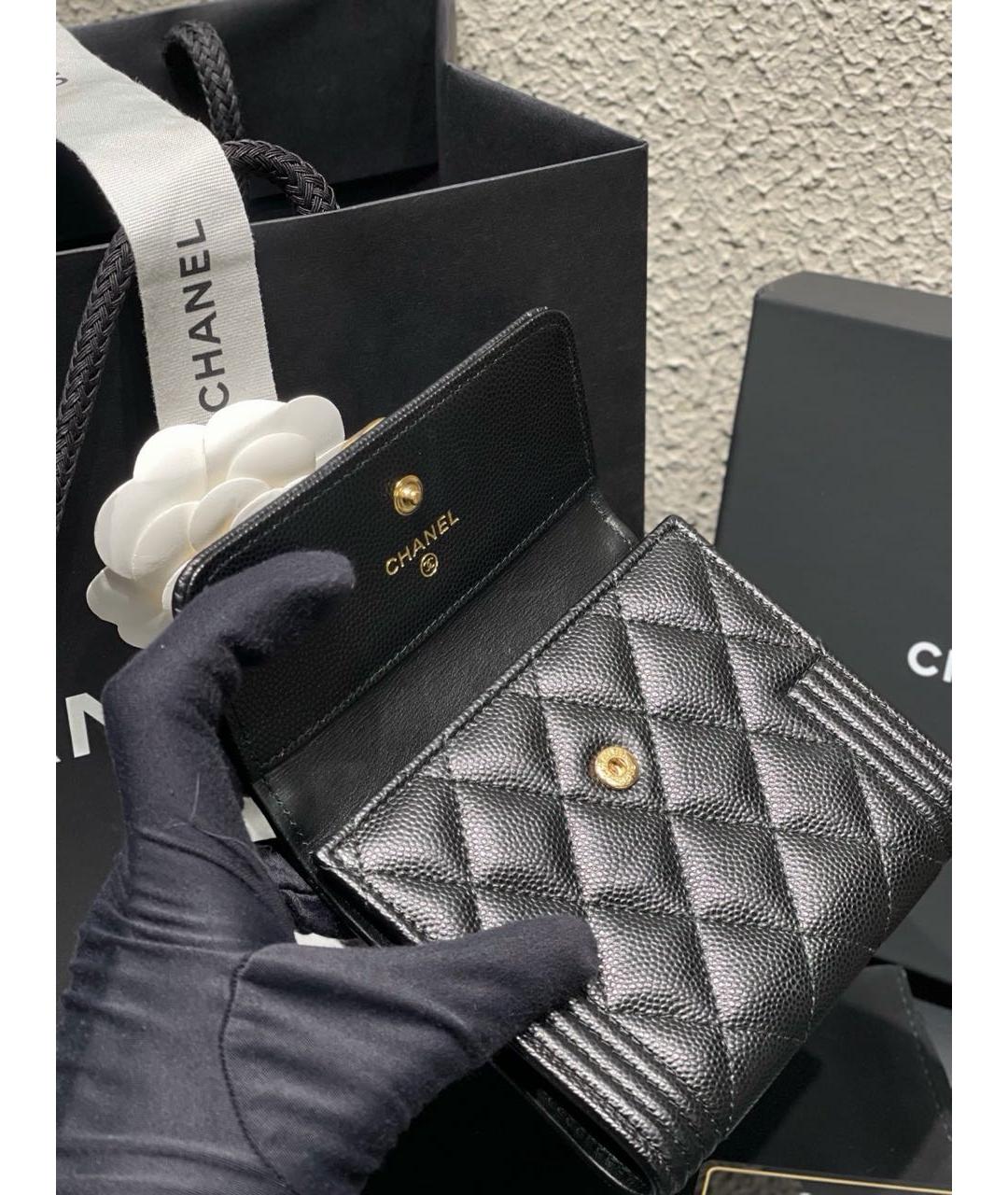 CHANEL Черный кожаный кошелек, фото 6