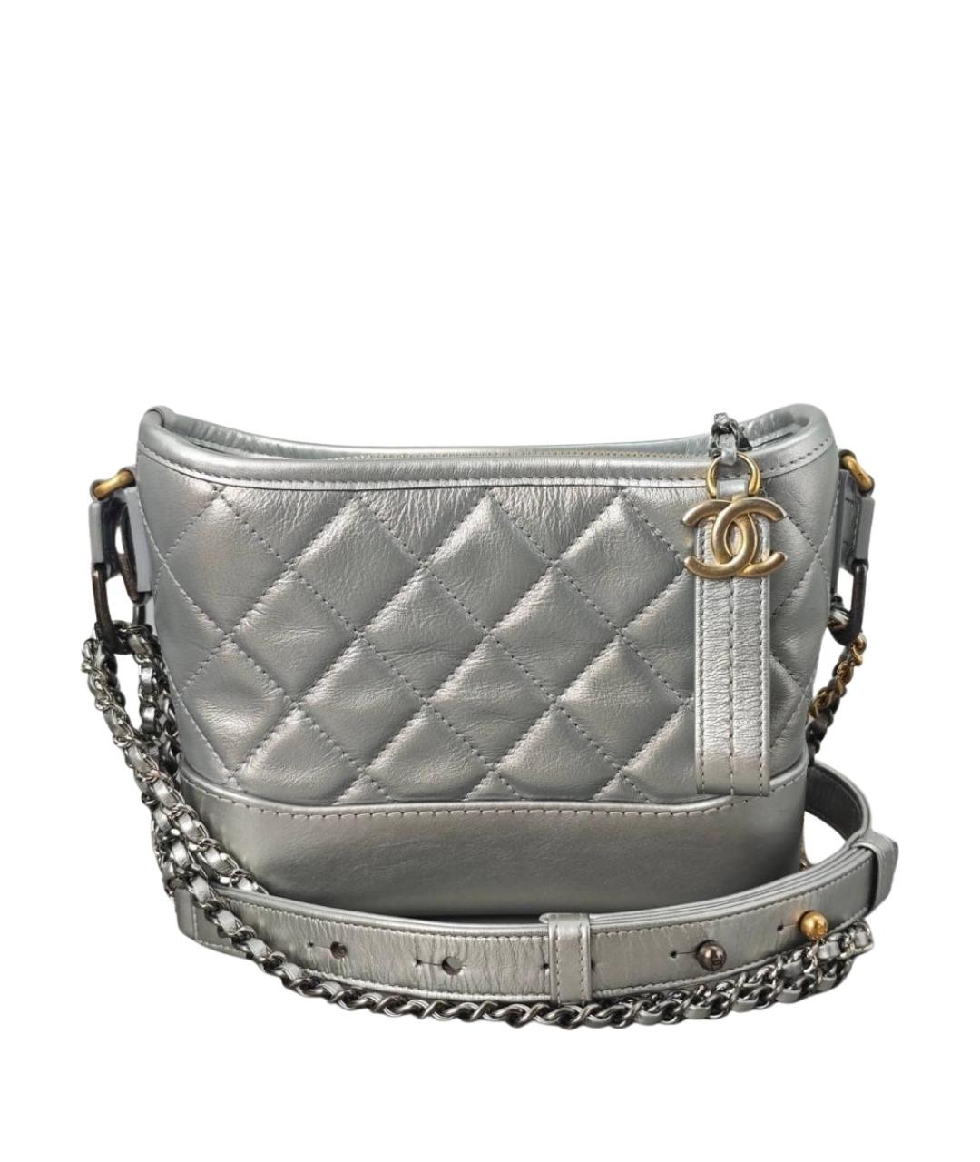 CHANEL Серебряная кожаная сумка через плечо, фото 1