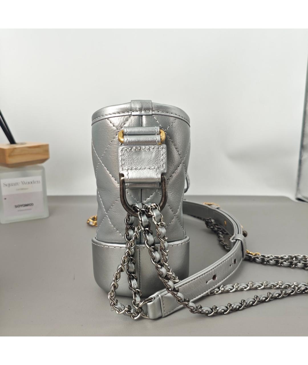 CHANEL Серебряная кожаная сумка через плечо, фото 4