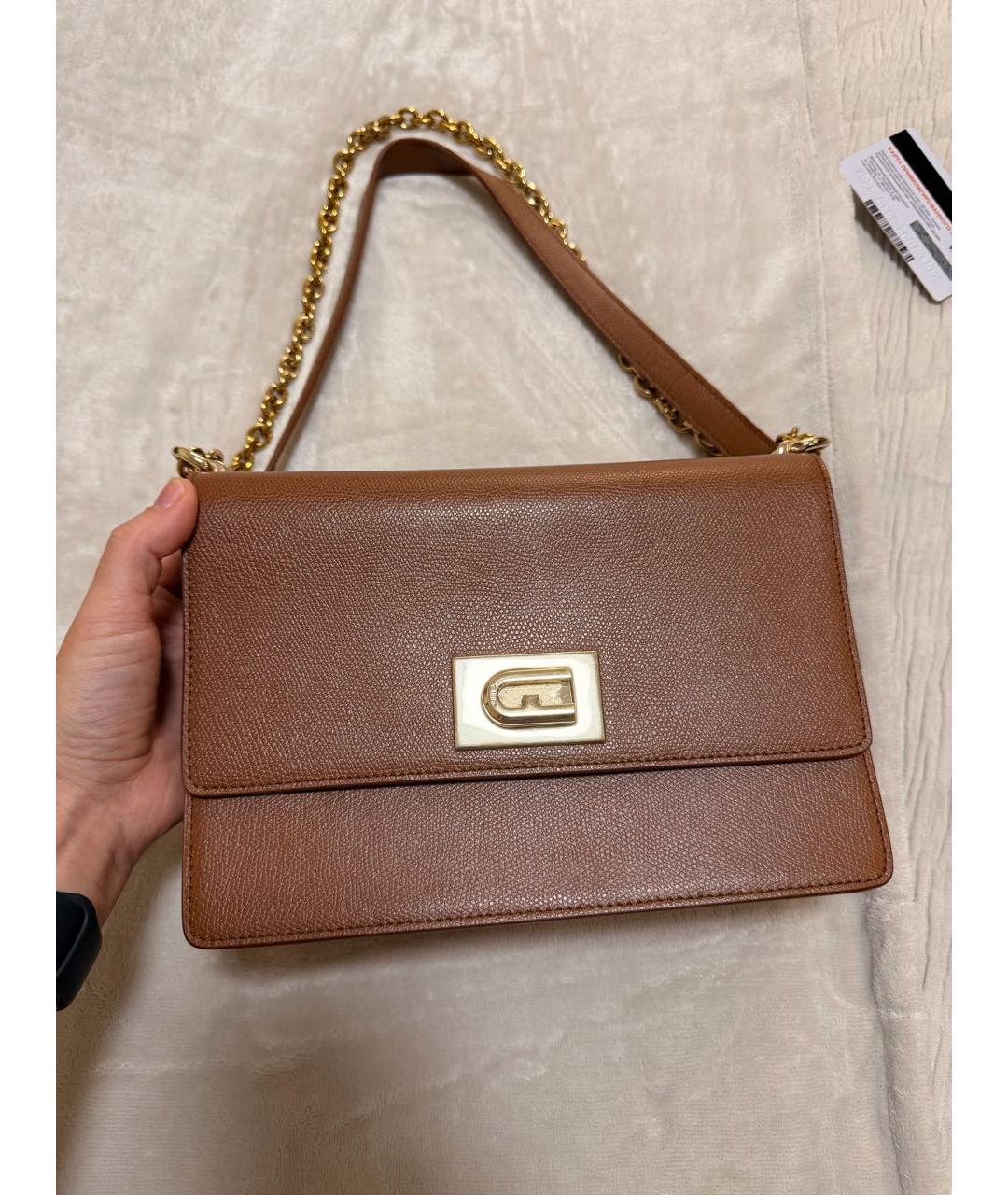 FURLA Коричневая кожаная сумка через плечо, фото 8