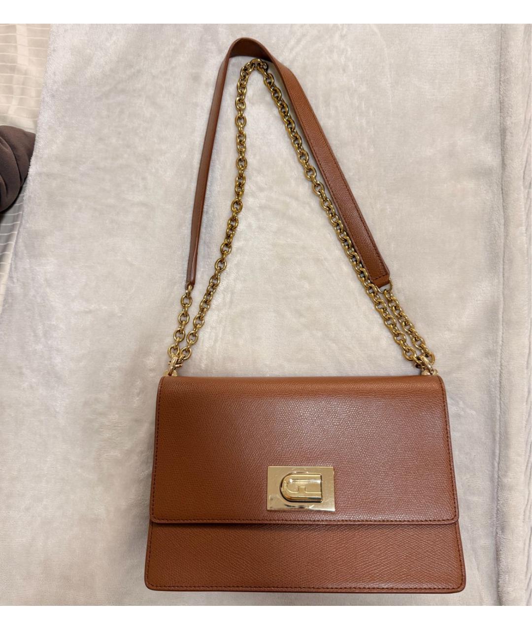 FURLA Коричневая кожаная сумка через плечо, фото 2