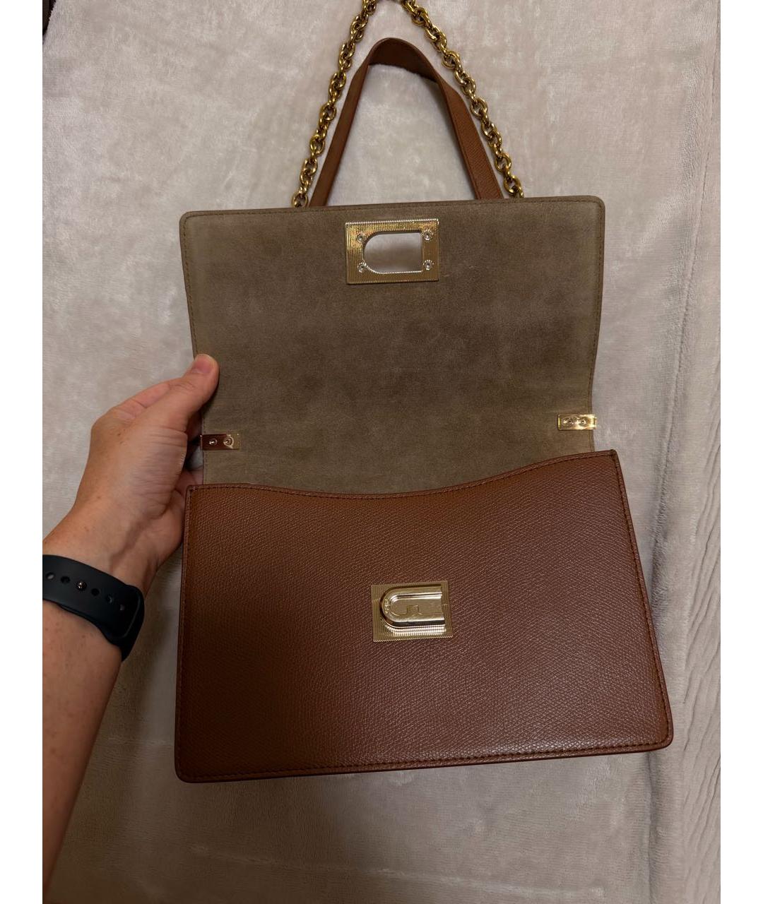 FURLA Коричневая кожаная сумка через плечо, фото 7