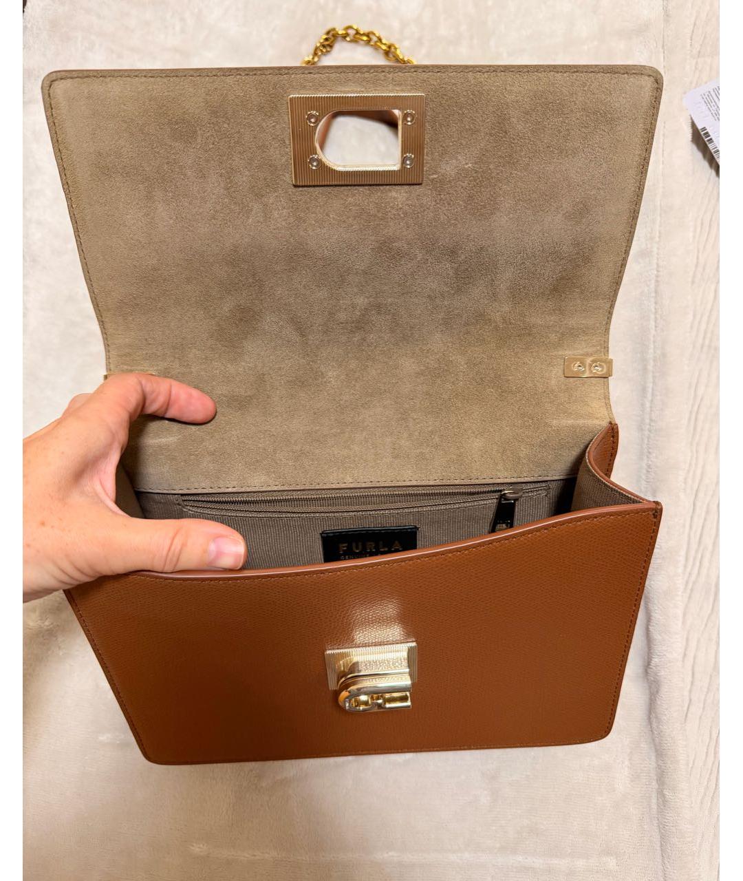 FURLA Коричневая кожаная сумка через плечо, фото 3