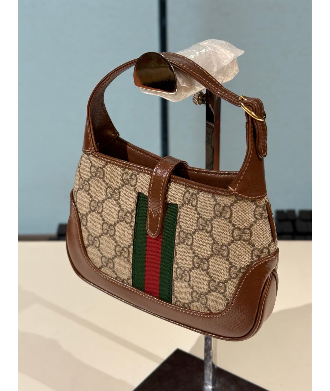GUCCI Коричневая деним сумка с короткими ручками, фото 6