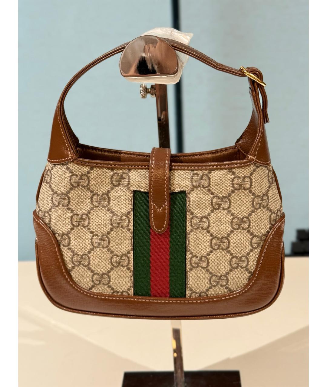 GUCCI Коричневая деним сумка с короткими ручками, фото 5