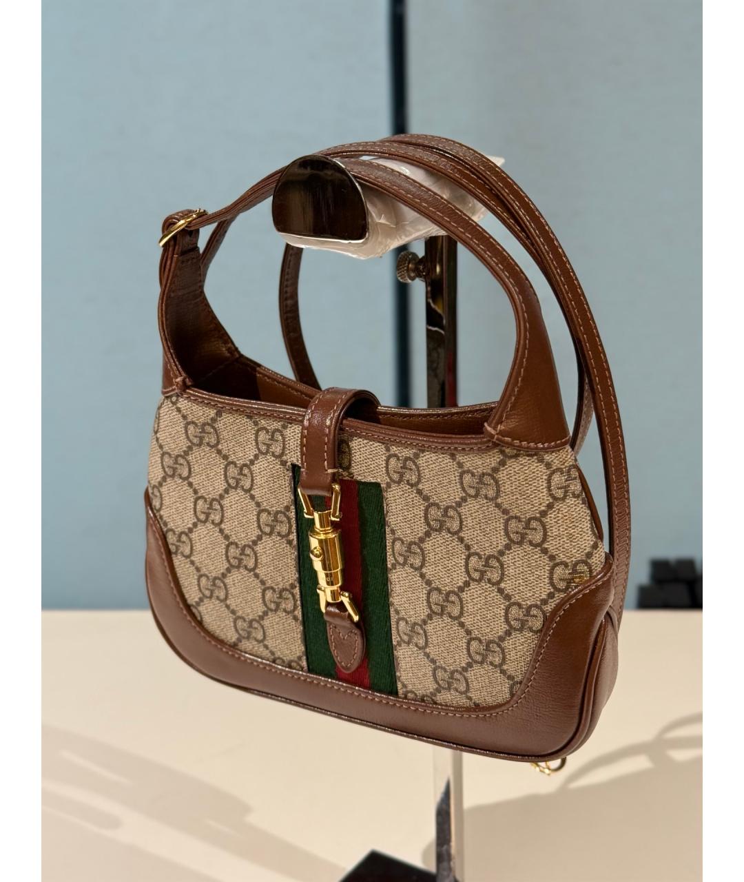 GUCCI Коричневая деним сумка с короткими ручками, фото 2