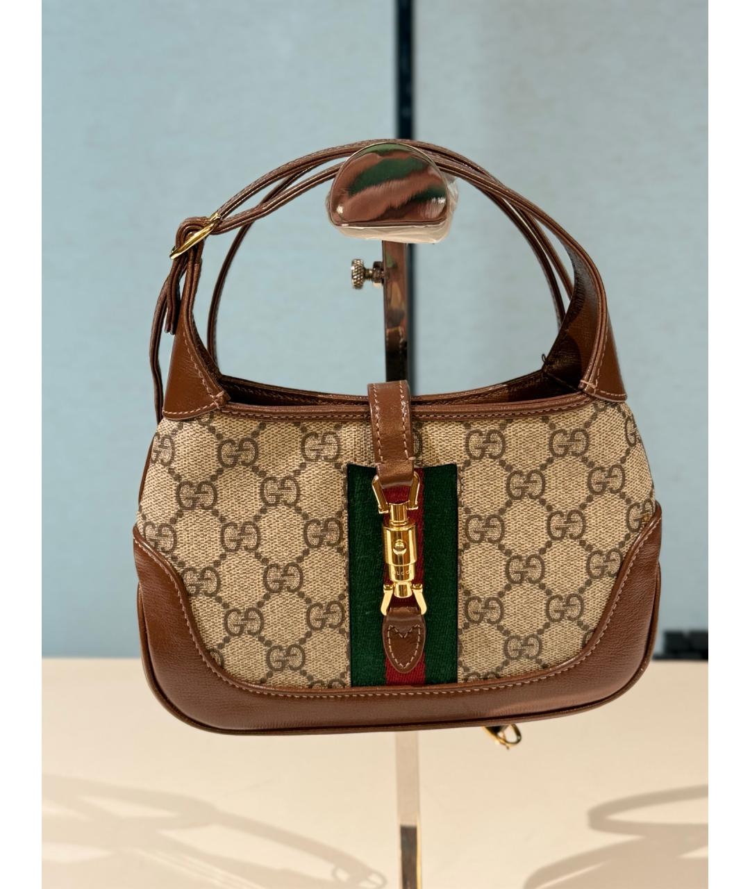 GUCCI Коричневая деним сумка с короткими ручками, фото 9
