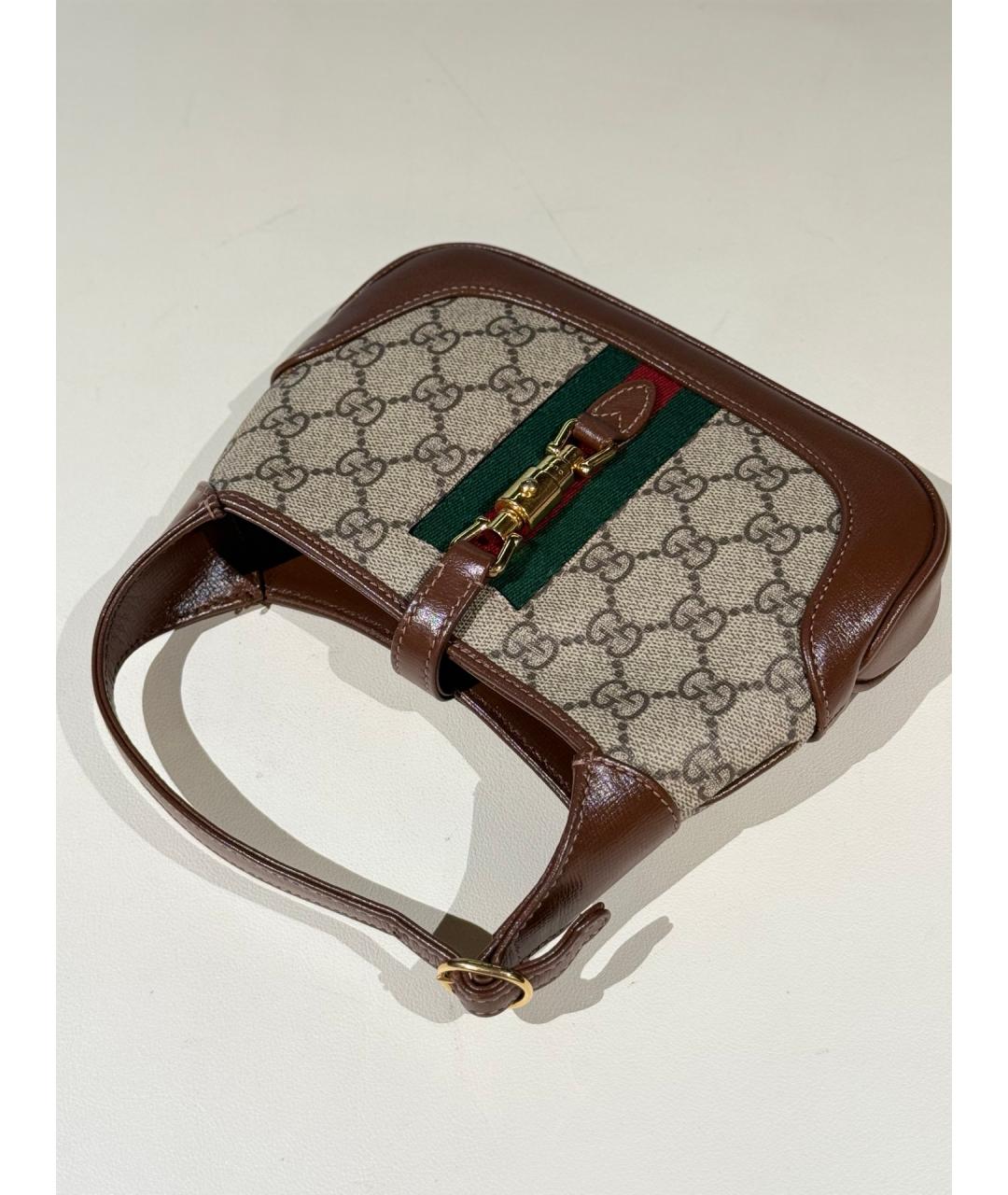 GUCCI Коричневая деним сумка с короткими ручками, фото 8