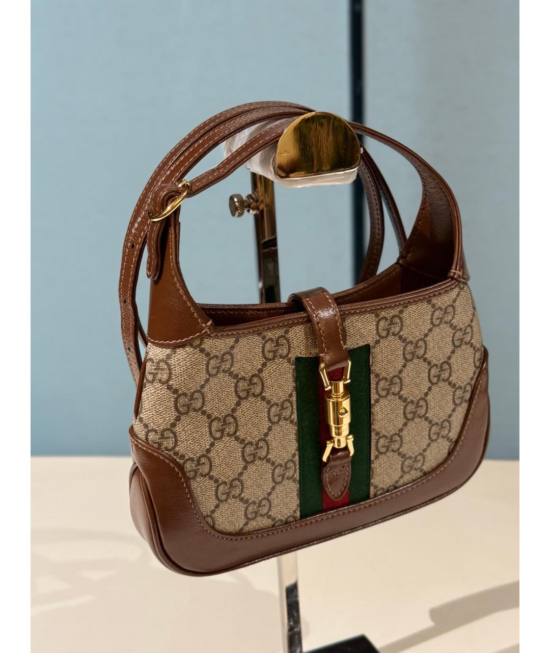 GUCCI Коричневая деним сумка с короткими ручками, фото 3