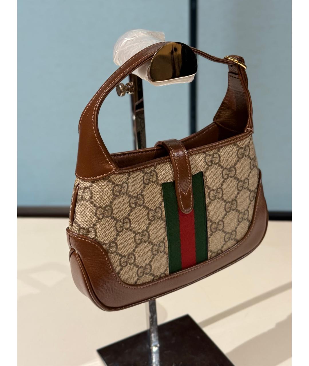 GUCCI Коричневая деним сумка с короткими ручками, фото 7