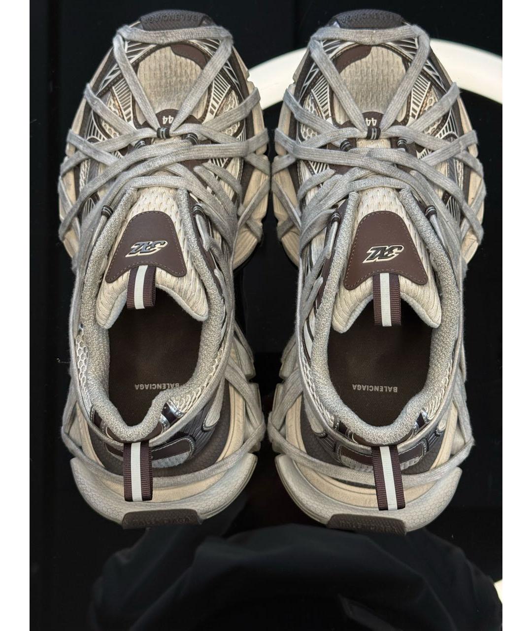 BALENCIAGA Коричневые текстильные низкие кроссовки / кеды, фото 3