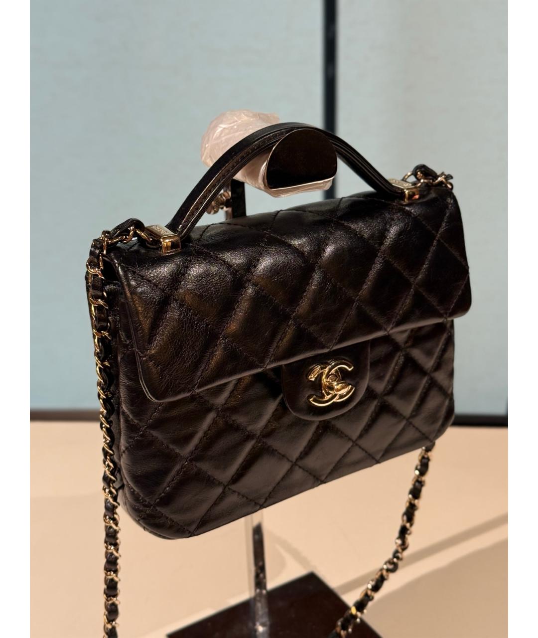 CHANEL Черная кожаная сумка через плечо, фото 3