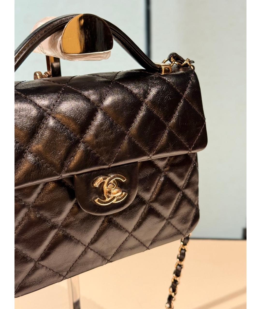 CHANEL Черная кожаная сумка через плечо, фото 4