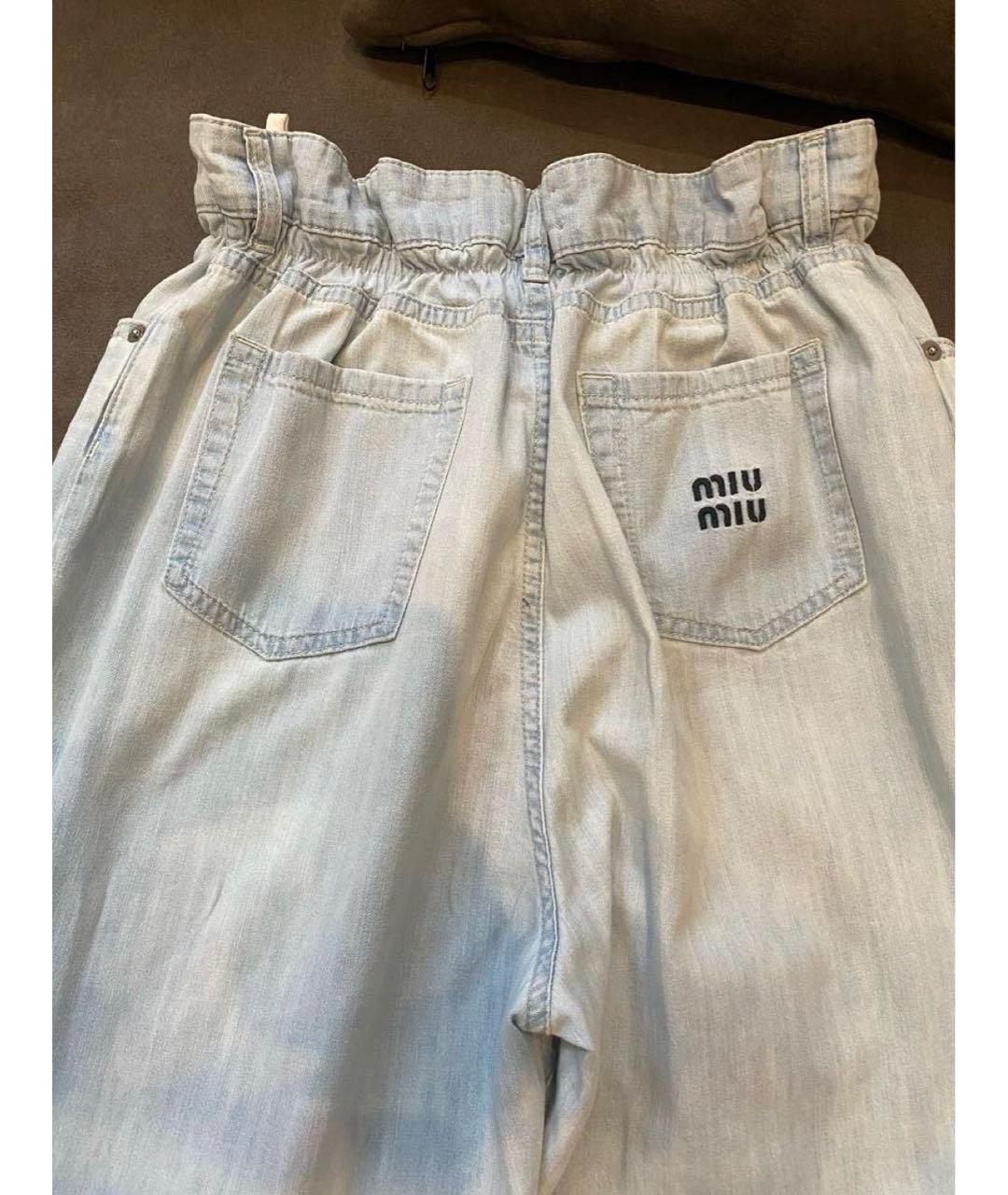 MIU MIU Голубые хлопковые прямые джинсы, фото 2