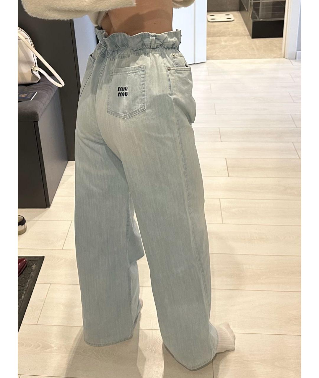 MIU MIU Голубые хлопковые прямые джинсы, фото 5