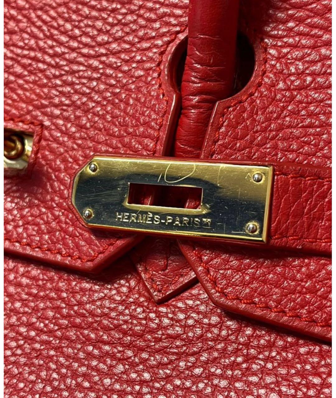 HERMES Красная кожаная сумка с короткими ручками, фото 6