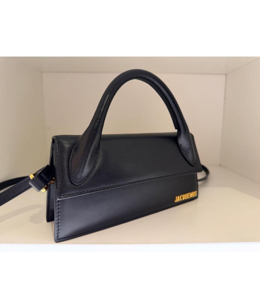 JACQUEMUS Черная кожаная сумка через плечо, фото 2
