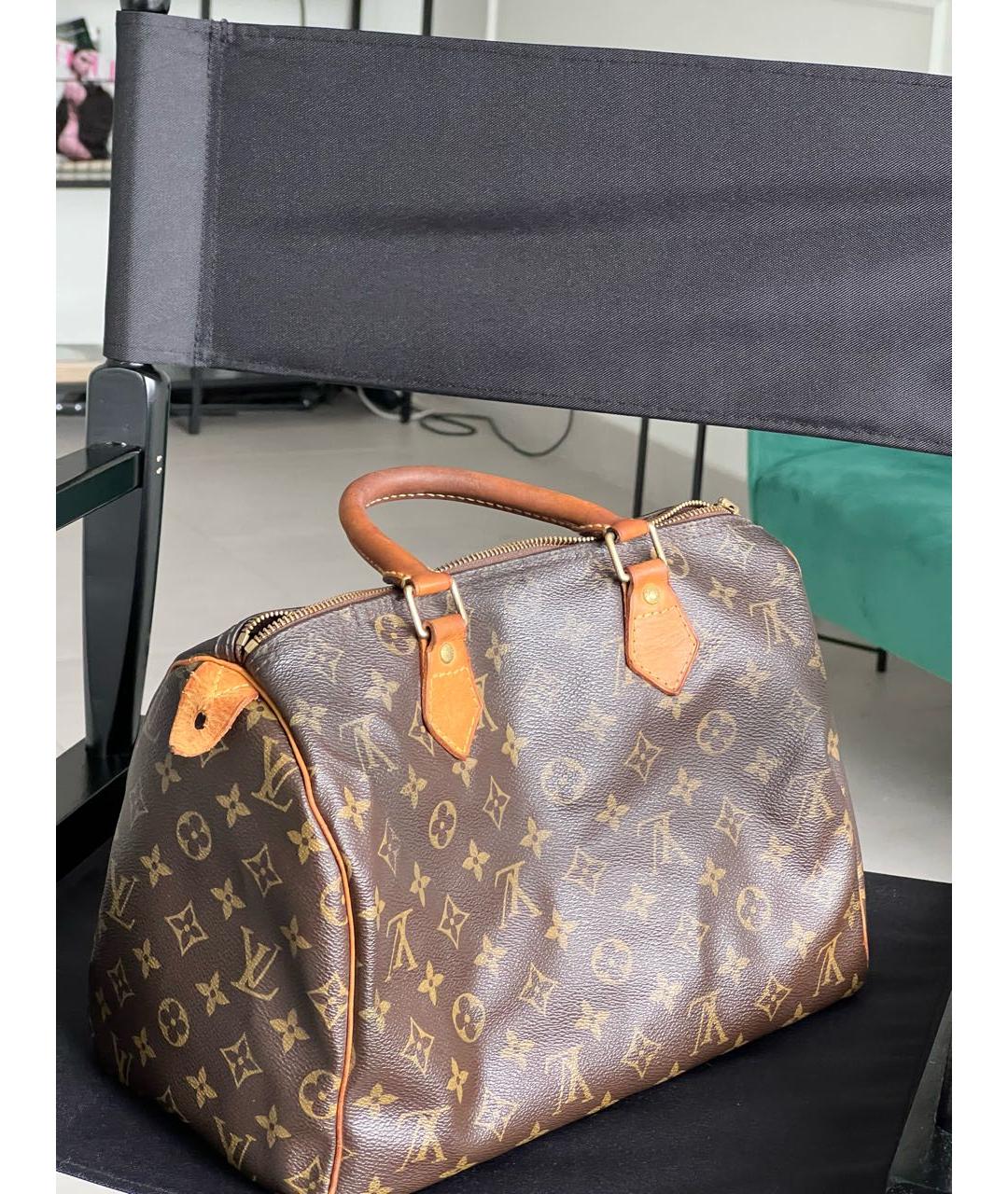 LOUIS VUITTON Коричневая сумка с короткими ручками из канвы, фото 2