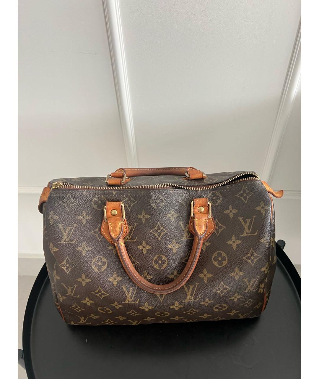 LOUIS VUITTON Коричневая сумка с короткими ручками из канвы, фото 9