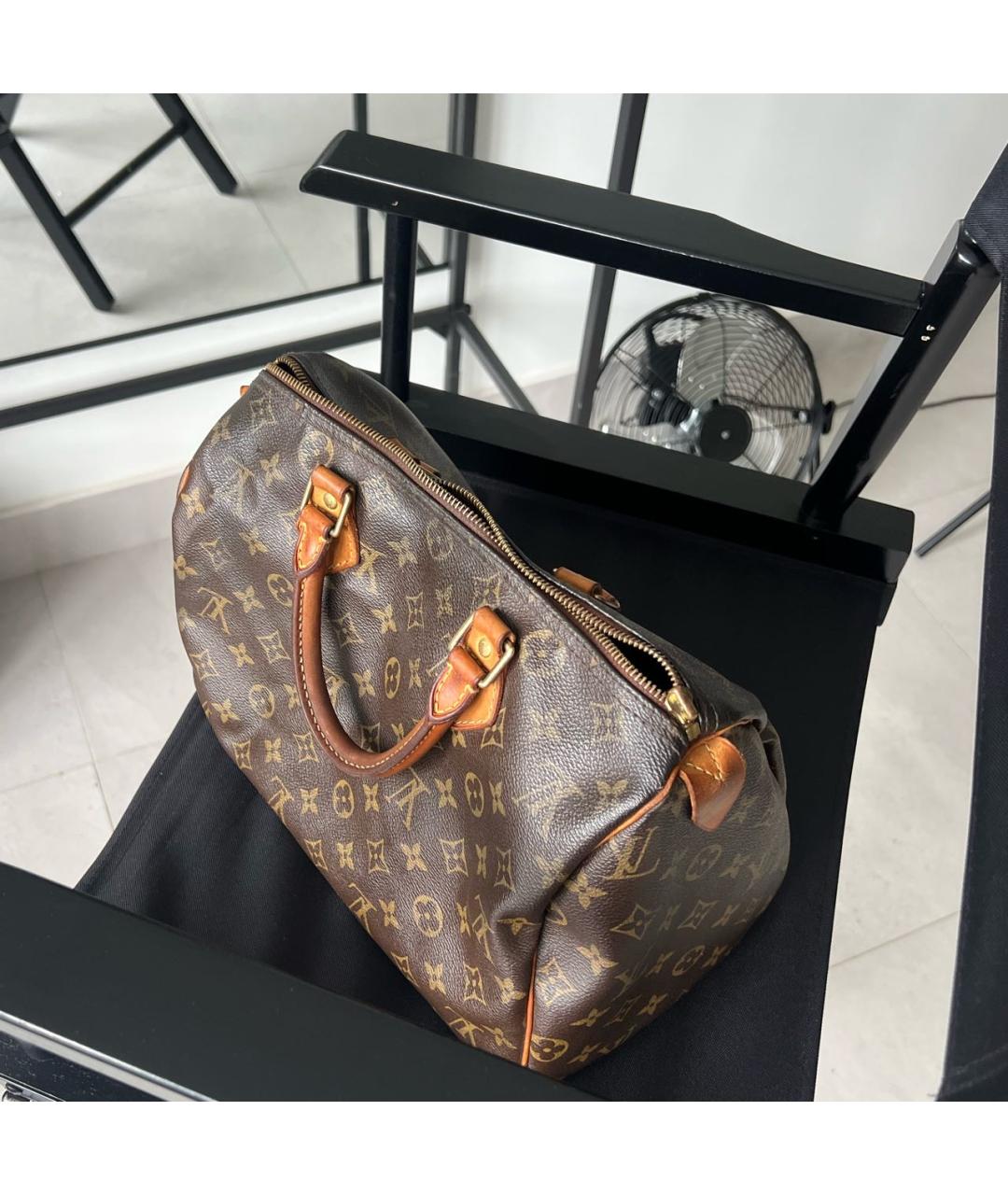 LOUIS VUITTON Коричневая сумка с короткими ручками из канвы, фото 4