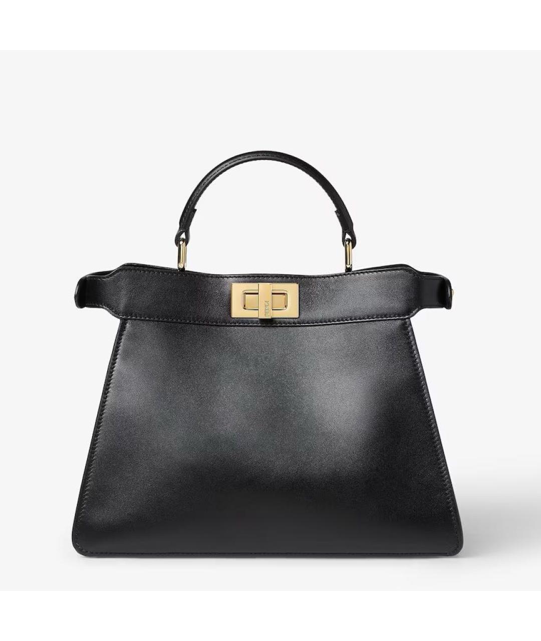 FENDI Черная кожаная сумка с короткими ручками, фото 7