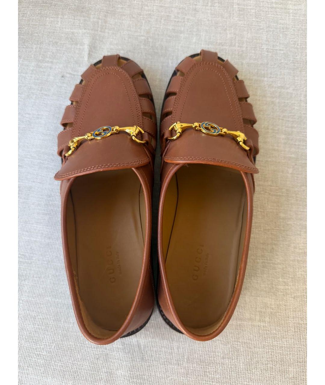 GUCCI Коричневые кожаные лоферы, фото 3