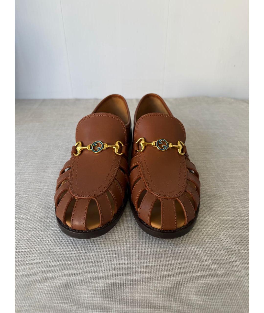 GUCCI Коричневые кожаные лоферы, фото 2