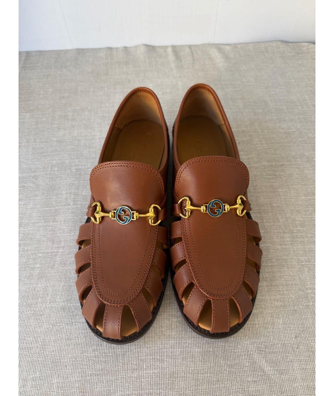 GUCCI Коричневые кожаные лоферы, фото 8