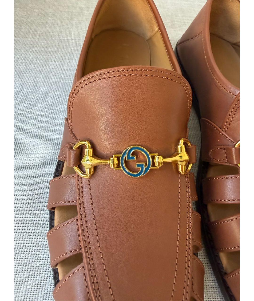GUCCI Коричневые кожаные лоферы, фото 6