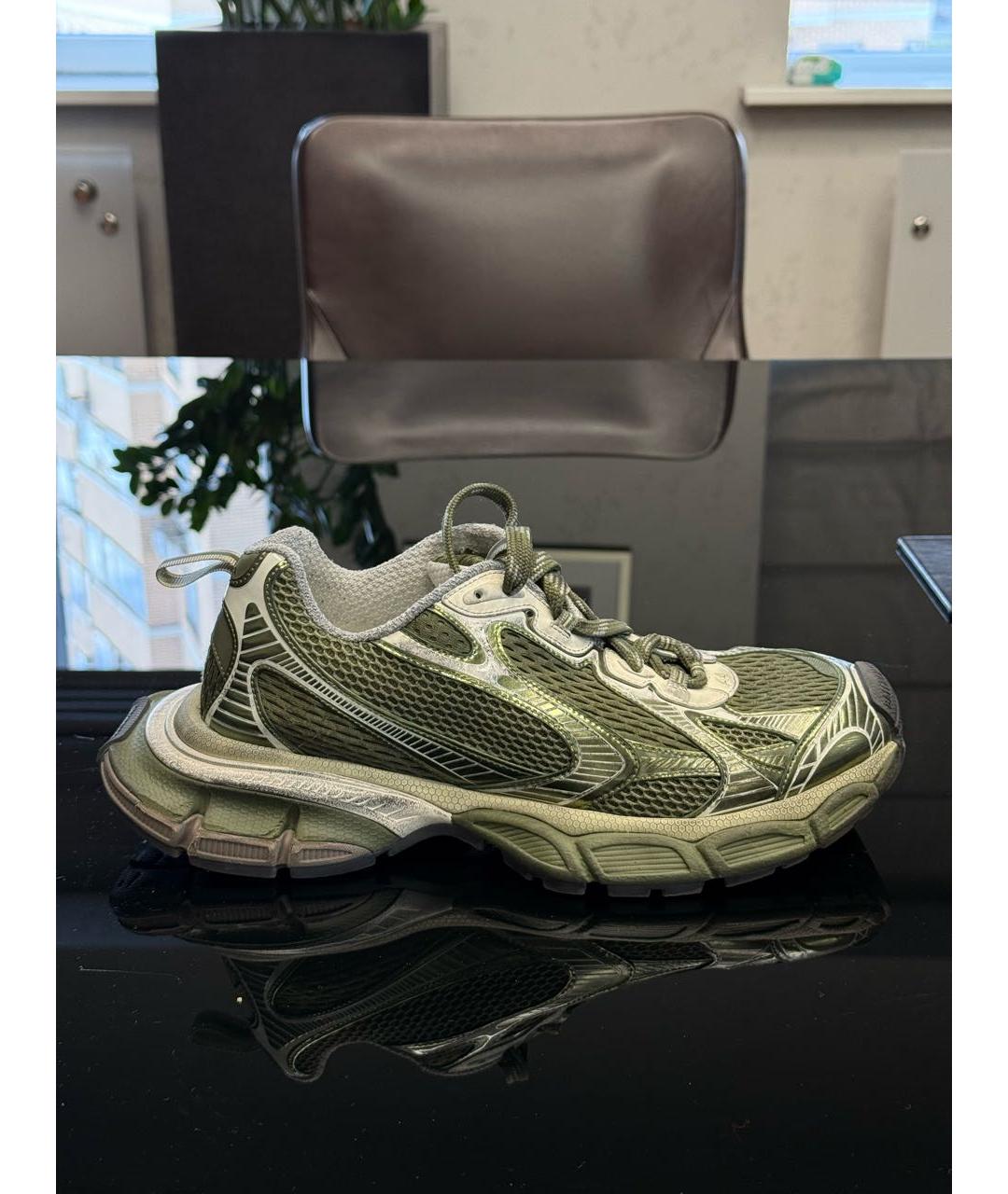 BALENCIAGA Зеленые текстильные низкие кроссовки / кеды, фото 5